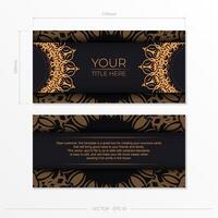 Rectangular Preparing postcards in Black with luxurious patterns. Template for print design invitation card with vintage ornament. vector