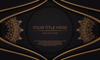 Luxury vector banner with vintage ornaments and place for your text. Template for design printable invitation card with mandala patterns.