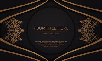 Luxury vector banner with vintage ornaments and place for your text. Template for design printable invitation card with mandala patterns.