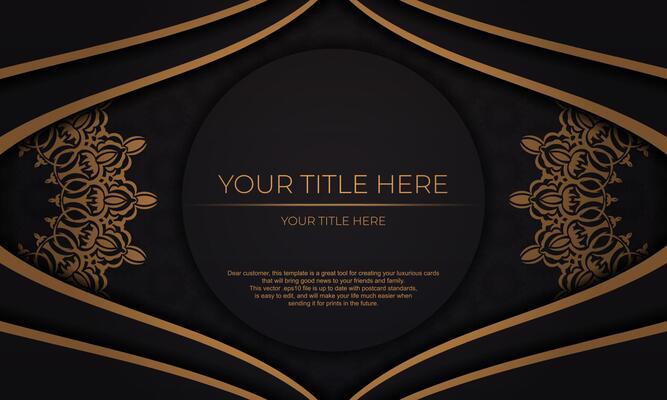 Luxury vector banner with vintage ornaments and place for your text. Template for design printable invitation card with mandala patterns.