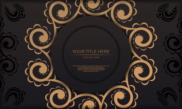 Golden frame with ornate design on black background vector