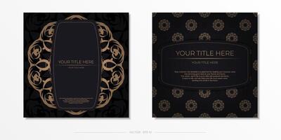 Black and gold business cards with ornate patterns vector