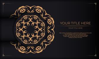 Black background with abstract vintage ornaments and place under the text. Print-ready invitation design with vintage ornament. vector