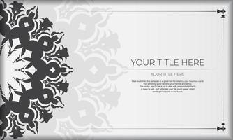 Template for a printable design of an invitation card with a luxurious ornament. White vector banner with greek luxury ornaments for your design.