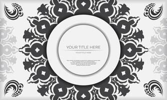 A black and white circular frame with a floral pattern vector