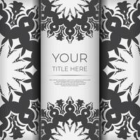 Stylish Template for print design postcards in white color with luxurious Greek ornaments. Vector Preparing invitation card with vintage patterns.
