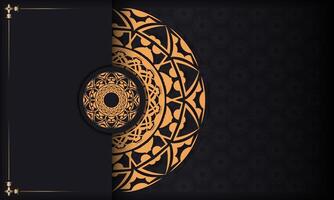 An ornate black and gold background with a circular design vector