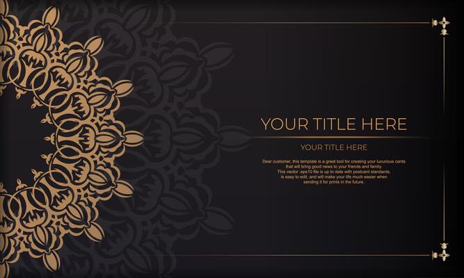 Luxury banner with vintage ornaments and place for your design. Template for design printable invitation card with mandala patterns.