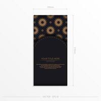 Black and gold card template with a gold pattern vector