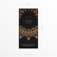 Luxurious vector postcards in black color with vintage ornaments. Invitation card design with mandala patterns.