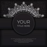 lujosas postales en negro con estampados vintage. diseño de tarjeta de invitación con adorno de mandala. vector