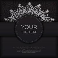 Luxurious postcards in black with vintage patterns. Invitation card design with mandala ornament. vector