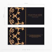 Rectangular postcards in dark colors with abstract patterns. Invitation card design with vintage ornament. vector