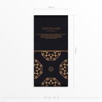 A black and gold business card with an ornate pattern vector