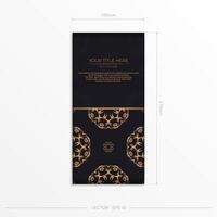 Rectangular Vector Preparing postcards in dark colors with abstract patterns. Template for design printable invitation card with vintage ornament.