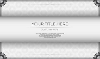 Invitation card design with luxurious patterns. White banner template with greek luxury ornaments and place for your design. vector