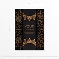 Luxurious Vector Preparing postcards in black color with vintage patterns. Template for print design invitation card with mandala ornament.