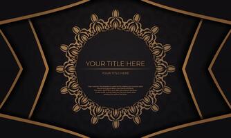 Luxury banner with vintage ornaments for your design. Vector design of invitation card with mandala patterns.