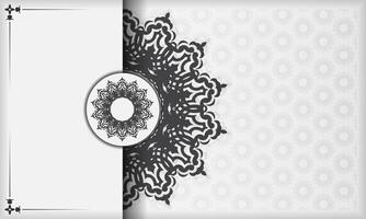 White banner with black ornaments and place under the text. Print-ready invitation design with mandala patterns. vector