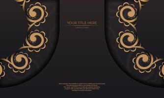 Black background gorgeous vector mandala patterns with vintage ornaments and place for your text. Invitation card design with mandala ornament.