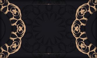 Black and gold ornate background with a circular design vector