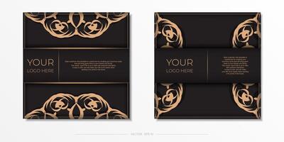 Two black and gold business cards with ornate designs vector