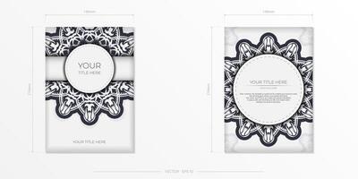 Vintage vector postcards in white color with abstract patterns. Invitation card design