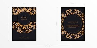 Two black and gold banners with ornate patterns vector