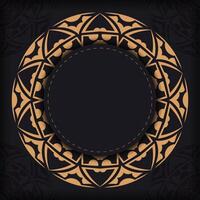 Golden oriental frame with a circular pattern on a black background vector