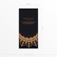 A black and gold card with an ornate pattern vector