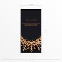 Rectangular Vector postcards in Black color with luxurious ornaments. Invitation card design with vintage patterns.