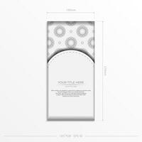 Invitation card template with vintage patterns.Stylish vector card design in white color with luxury greek