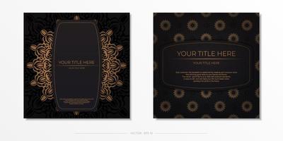 Luxurious Preparing postcards in black with vintage ornaments. Template for design printable invitation card with mandala patterns. vector