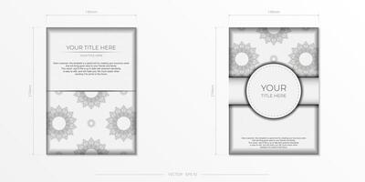 Preparing postcards in white with black patterns. Template for print design invitation card vector