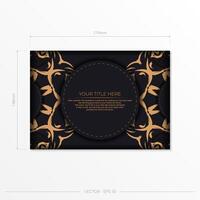 A black and gold business card with a round frame vector