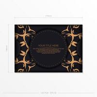 Rectangular Prepare postcards in dark colors with abstract patterns. Template for design printable invitation card with vintage ornament. vector