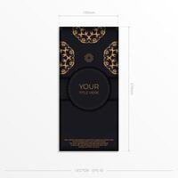 Rectangular Prepare postcards in dark colors with abstract ornaments. Vector Template for printing design invitation card with vintage patterns.