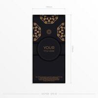 Rectangular Prepare postcards in dark colors with abstract ornaments. Vector Template for printing design invitation card with vintage patterns.