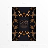 Rectangular Vector Preparing postcards in dark colors with abstract patterns. Template for design printable invitation card with vintage ornament.