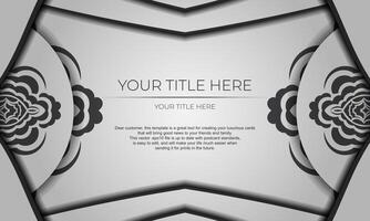 White template banner of gorgeous vector patterns with mandala ornaments for your design. Vector Print-ready invitation design with mandala ornament.