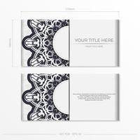 Vintage White color postcard template with abstract patterns. Vector Print-ready invitation design with vintage ornaments.