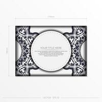 Vintage Preparing postcards in white with abstract patterns. Vector Template for printing design invitation card with vintage ornament.