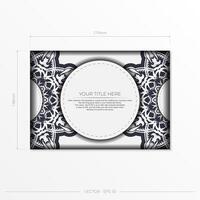 Vintage Preparing postcards in white with abstract patterns. Vector Template for printing design invitation card with vintage ornament.