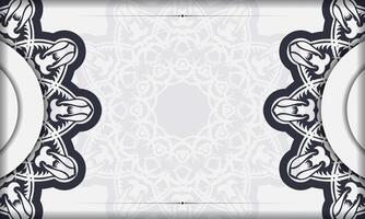 White luxury template banner with abstract ornaments and place for your text. Print-ready invitation design with vintage ornament. vector