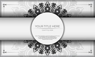 Vector design of invitation card with luxurious patterns. White banner with greek luxury ornaments for your design.