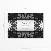 Stylish white postcard design with luxurious Greek patterns. Vector invitation card with vintage ornament.