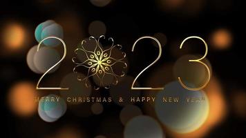 2023 Merry Christmas and Happy New Year golden text video