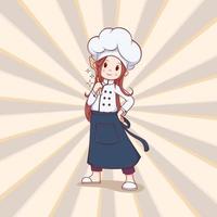 linda chica chef personaje, diseño vectorial, diseño de logotipo, diseño de dibujos animados vector