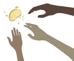 Vector illustration of the concept of hunger. The problem of hunger, hunger and malnutrition, resource mobilization, hunger of the population, food shortage, poor nutrition. Food crisis