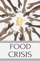 Vector illustration of the concept of hunger. The problem of hunger, hunger and malnutrition, resource mobilization, hunger of the population, food shortage, poor nutrition. Food crisis